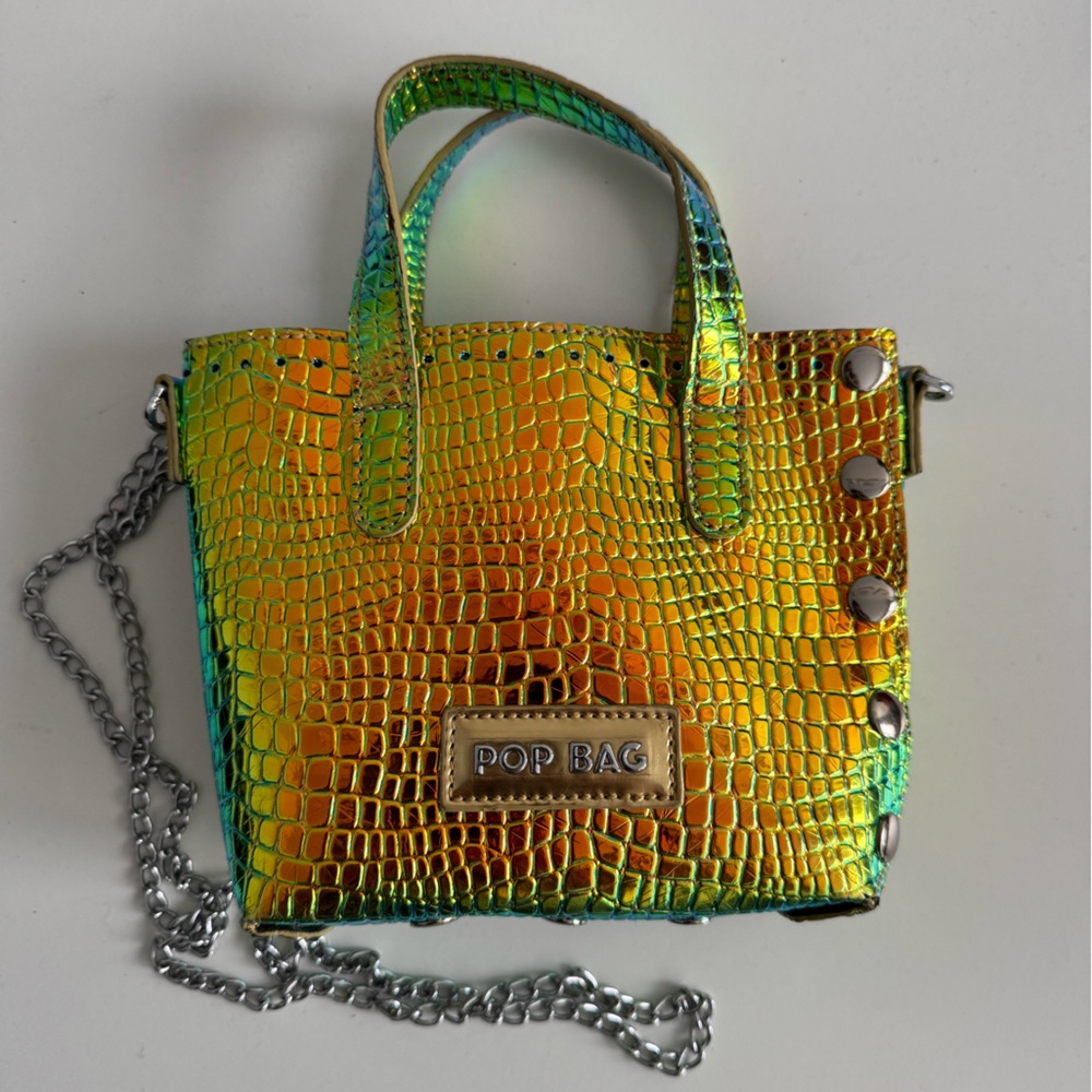 Iridescent Croc-Embossed mini Handbag